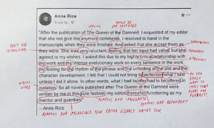 Anne Rice y la importancia de corregir un texto.